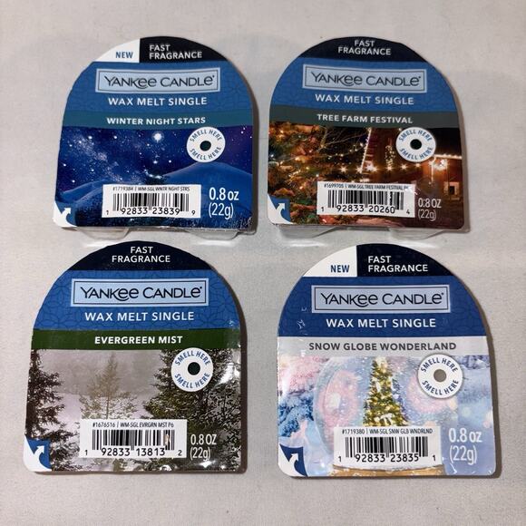 Winter Holiday Fragrances ~ Lot Of 4 ~ Yankee Candle Wax Melt Singles ~ NEW - Picture 1 of 4